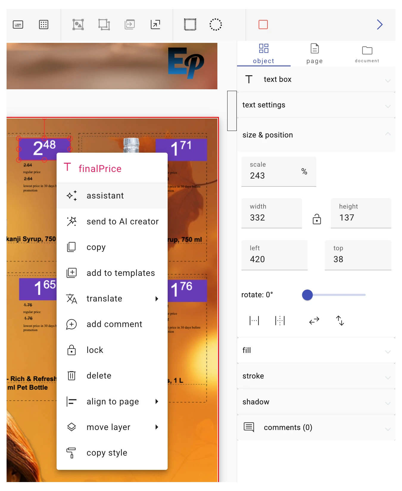 Object editing tools and effects
